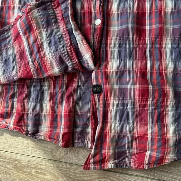 MEC Short  Sleeve Snap Button Plaid Western Shirt - Picture 8 of 15